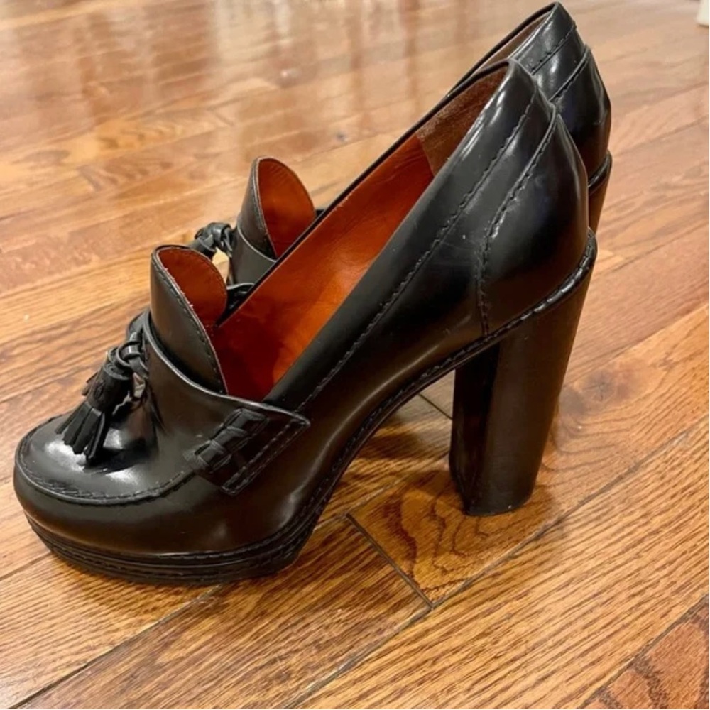 Marc Jacobs Penny Loafer Loafers Heels size 38 fits a size 8 Black Leather - Picture 3 of 5